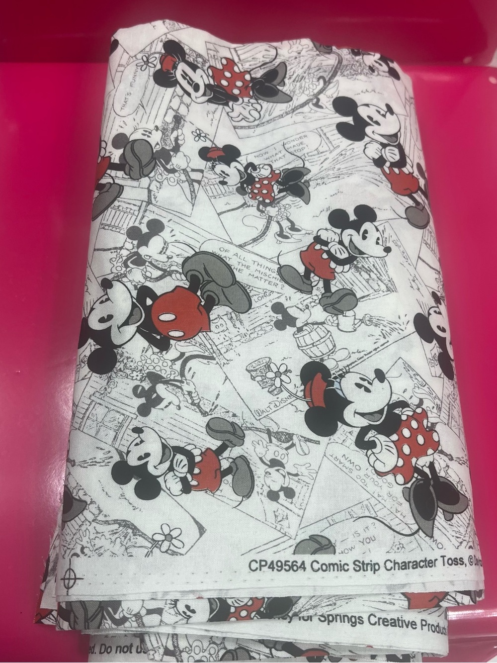 Disney Minnie & Mickey Comic Panel Cotton Fabric - 4 yds - 42” wide